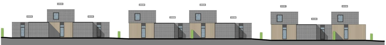 Plan de vue architecture face avant des 10 maisons nouvellement construites